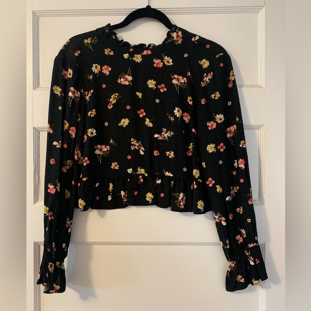 Topshop cropped floral blouse